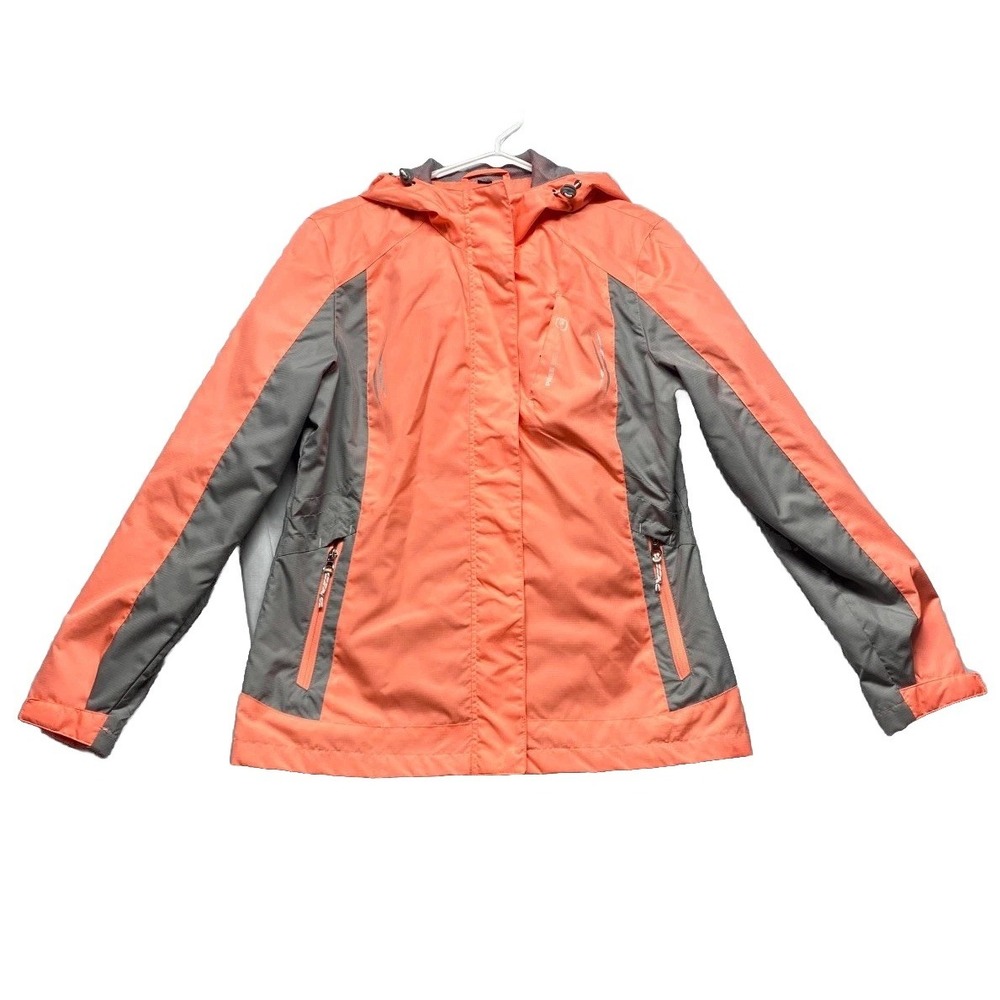 Free Country Athletx Series Windbreaker Jacket Womens M Orange Hooded Full Zip